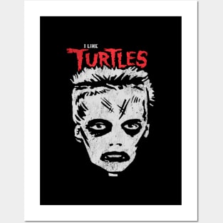 I Like Turtles Zombie Skull Face Posters and Art